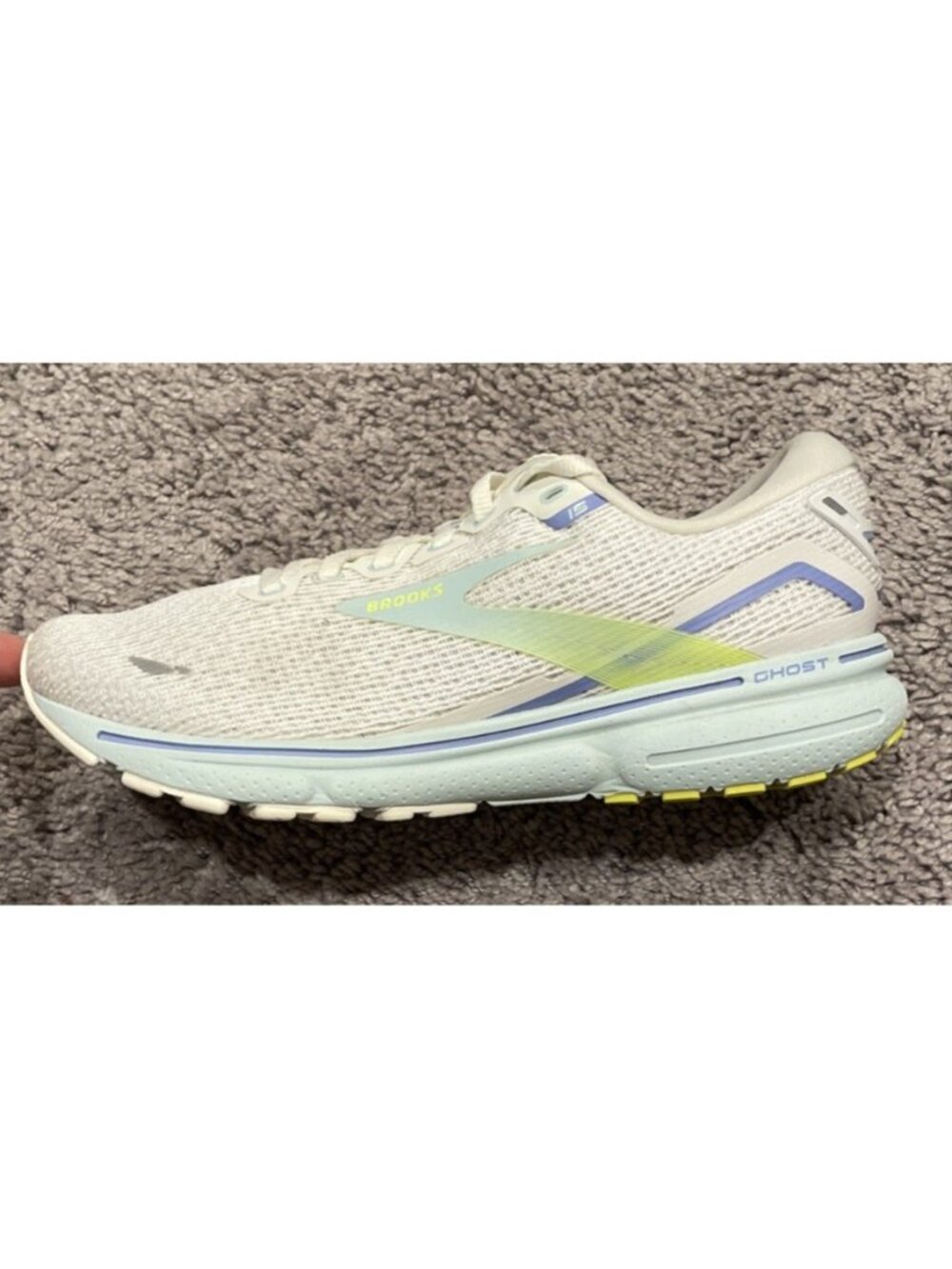 Brooks Womens Ghost 15 1203801B130 White Running Shoes Sneakers Size 8.5 B